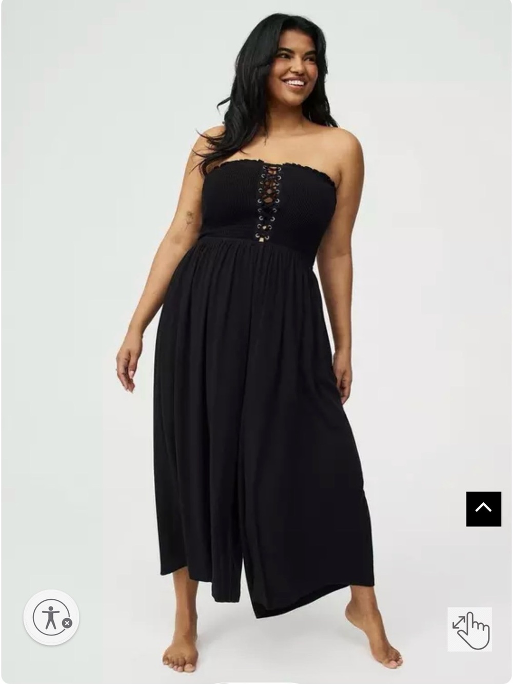 NWOT Torrid Smocked Lace-Up Culotte Swim Jumpsuit size 0